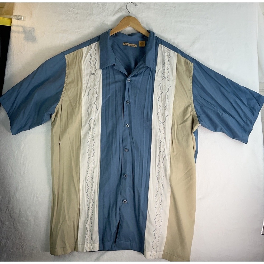 Men's Havana Casual Shirt Size‎ 2XLT Tan, Blue, White